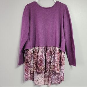 LOGO Lori Goldstein Mixed Media Sweater Dress